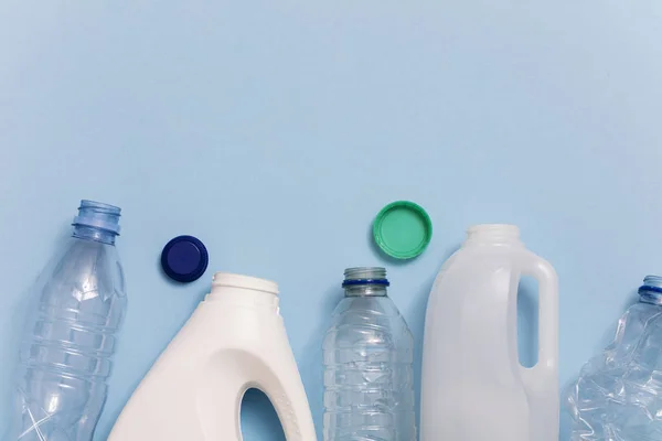 Top View Rubbish Recycling Blue Background — Stock Photo, Image