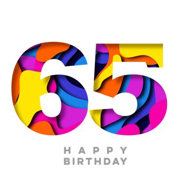 Sayı 65 mutlu yıllar renkli kağıt kesme tasarım