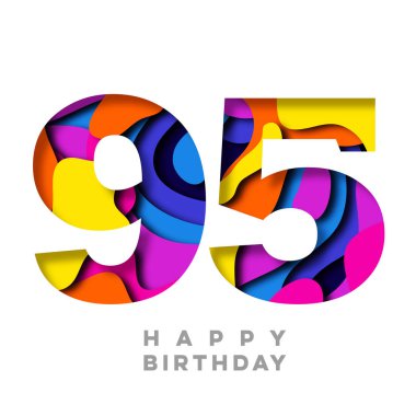 Sayı 95 Happy Birthday renkli kağıt kesme tasarım