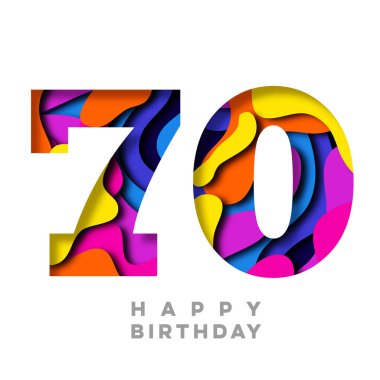 Sayı 70 mutlu yıllar renkli kağıt kesme tasarım