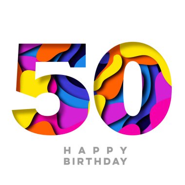 Sayı 50 günün kutlu olsun renkli kağıt kesme tasarım