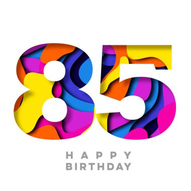 Sayı 85 mutlu yıllar renkli kağıt kesme tasarım