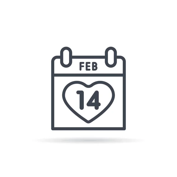 Calendario Del Día San Valentín Febrero Ilustración — Vector de stock