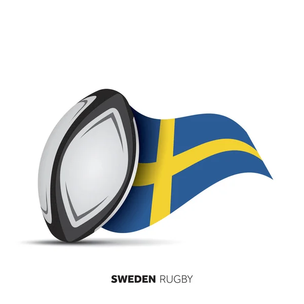 スウェーデン国旗ラグビー ボール — ストックベクタ