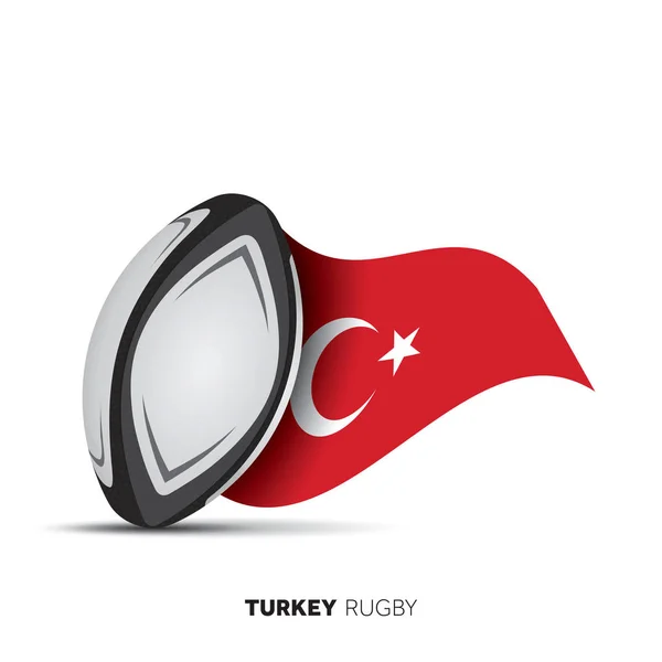 Bandera Nacional Turquía Pelota Rugby — Vector de stock