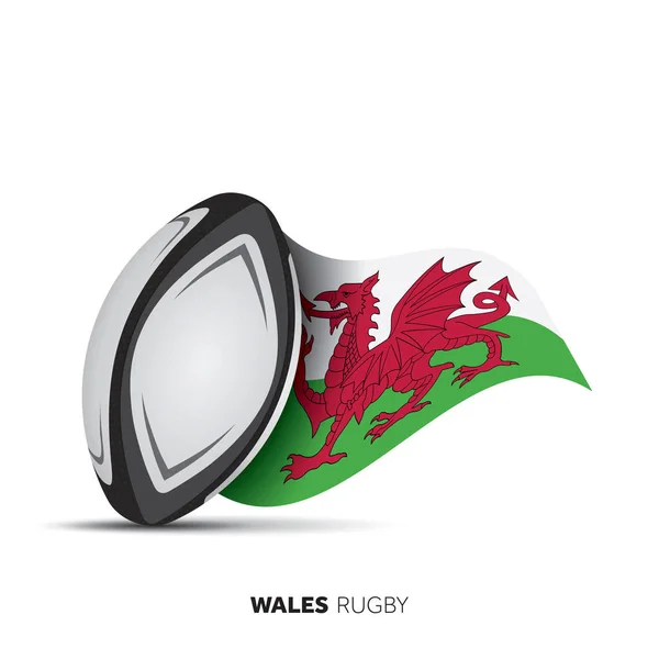 Wales Flagga Rugby Boll — Stock vektor