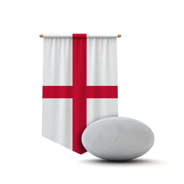 England Flagga Rugby Boll Banner Rendering — Stockfoto