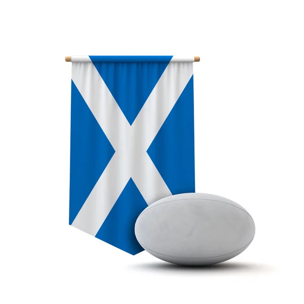 Skottland Flagga Rugby Boll Banner Rendering — Stockfoto