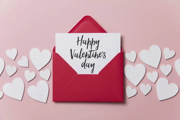 Buon San Valentino White Card Con Busta Carta Rossa — Foto Stock