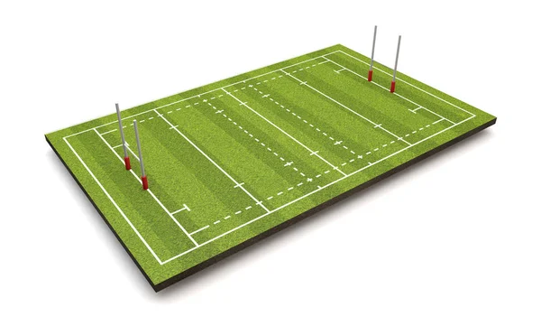 Campo Rugby Con Líneas Goles Renderizado —  Fotos de Stock