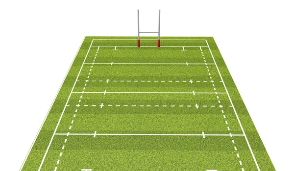 Rugby Feld Mit Linien Und Toren Darstellung — Stockfoto