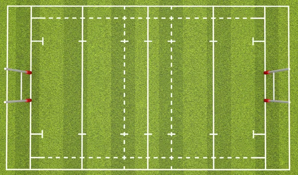 Passo Rugby Con Linee Gol Rendering — Foto Stock