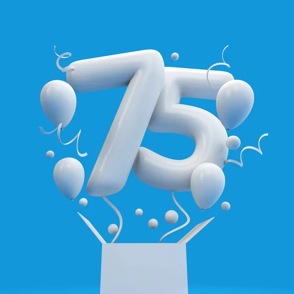 Gelukkig 75E Verjaardag Verrassing Ballon Vak Rendering — Stockfoto