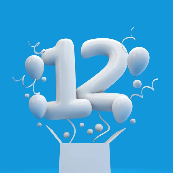 Joyeux 12E Anniversaire Surprise Ballon Boîte Rendu — Photo