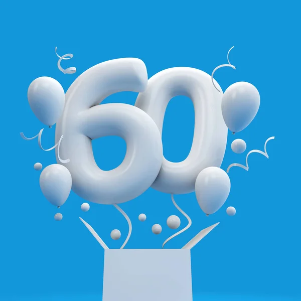 Feliz 60º Cumpleaños Sorpresa Globo Caja Renderizado —  Fotos de Stock