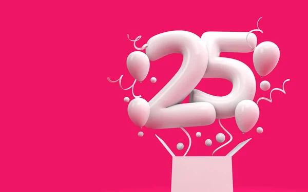 Gelukkig 25Ste Verjaardag Verrassing Ballon Vak Rendering — Stockfoto