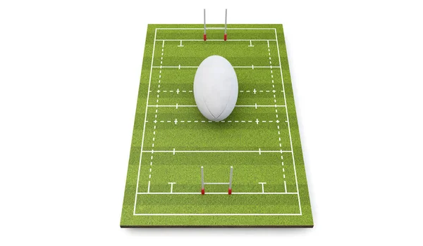 Rugby Boisku Piłka Słupki Bramki Render — Zdjęcie stockowe