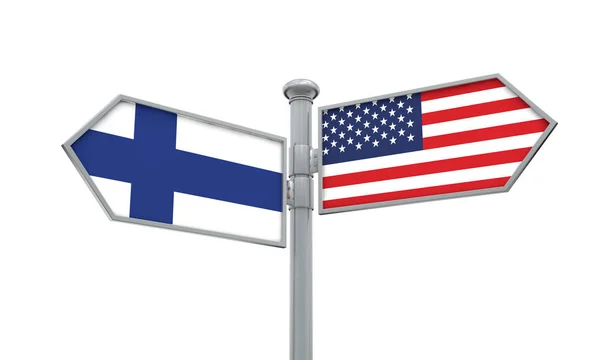 Bandeira Finland América Movendo Direção Diferente Renderização — Fotografia de Stock