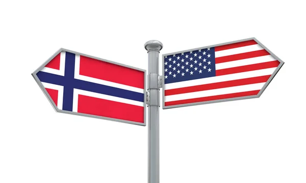 Bandeira Noruega América Movendo Direção Diferente Renderização — Fotografia de Stock