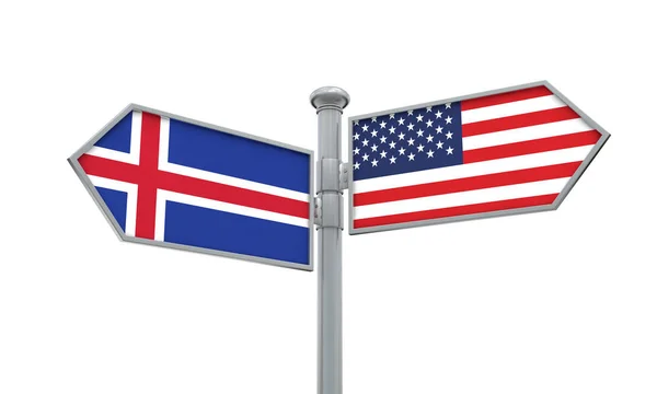 Bandiera Dell Islanda Dell America Muove Direzioni Diverse Rendering — Foto Stock