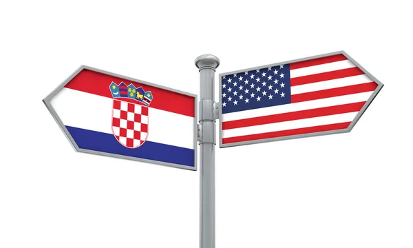 Хорватія Америка Прапор Рухається Іншому Напрямку Рендерінг — стокове фото