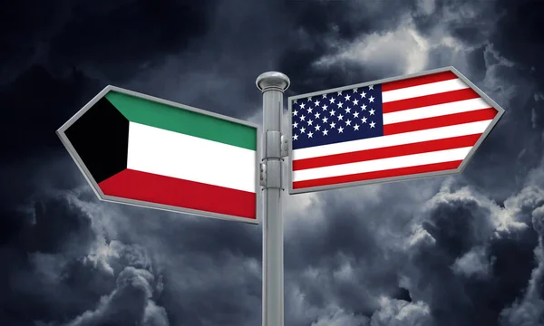 Flaga Kuwejtu Ameryce Innym Kierunku Renderowania — Zdjęcie stockowe