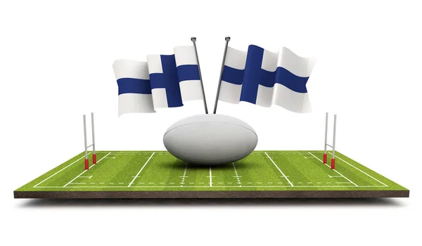Finsko Příznaky Rugby Míč Hřiště Vykreslování — Stock fotografie