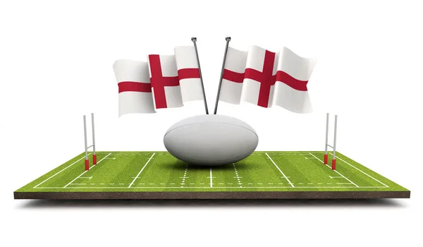 England Fahnen Mit Rugby Ball Und Spielfeld Darstellung — Stockfoto