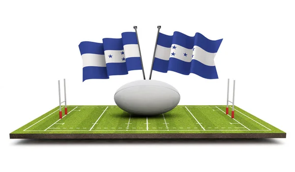 Honduras Příznaky Rugby Míč Hřiště Vykreslování — Stock fotografie