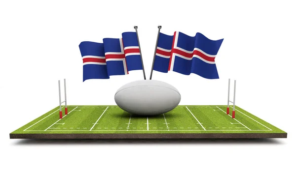 Island Příznaky Rugby Míč Hřiště Vykreslování — Stock fotografie