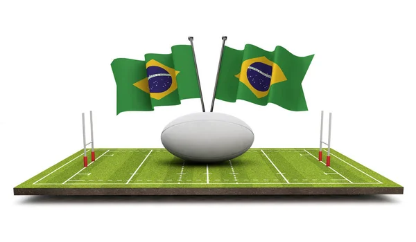 巴西用橄榄球球和投球的国旗 — 图库照片