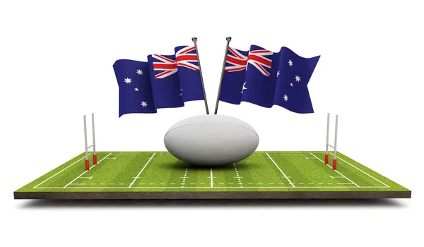 Australia Flags Rugby Ball Pitch Rendering — Stock Photo, Image