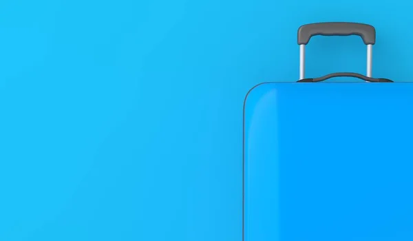 蓝色背景下的蓝色旅行手提箱 — 图库照片