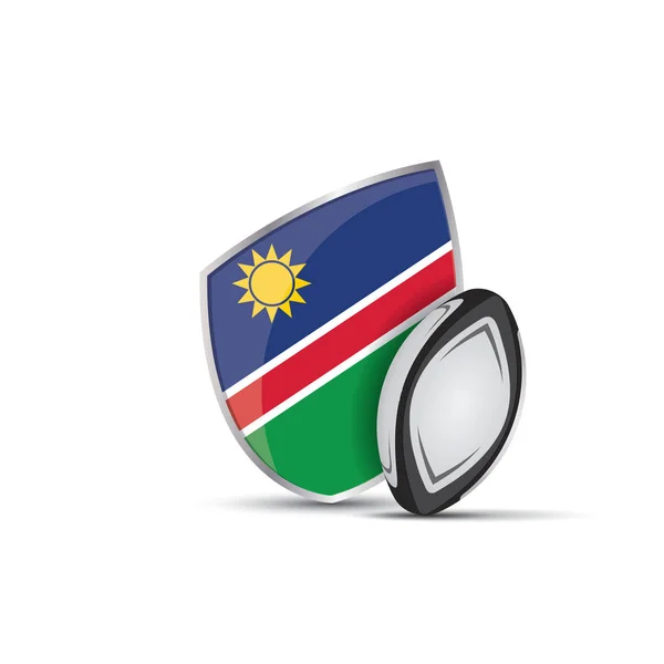 Escudo Rugby Namíbia Com Bola Rugby —  Vetores de Stock