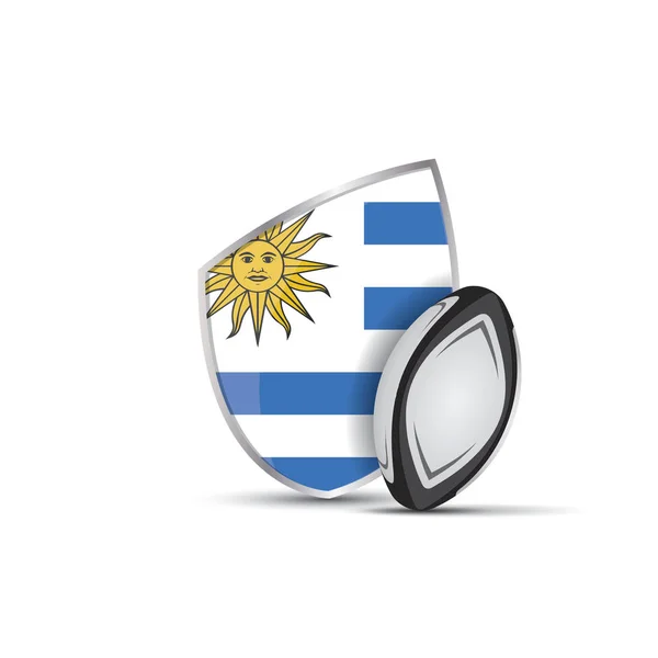 Escudo Rugby Uruguay Con Pelota Rugby — Vector de stock
