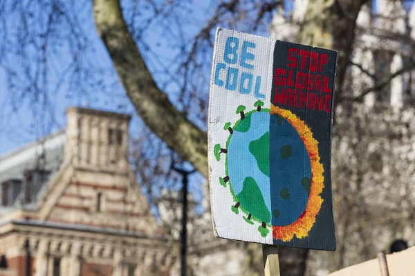 Protestocular Iklim Değişikliği Afiş Bir Protesto Holding — Stok fotoğraf