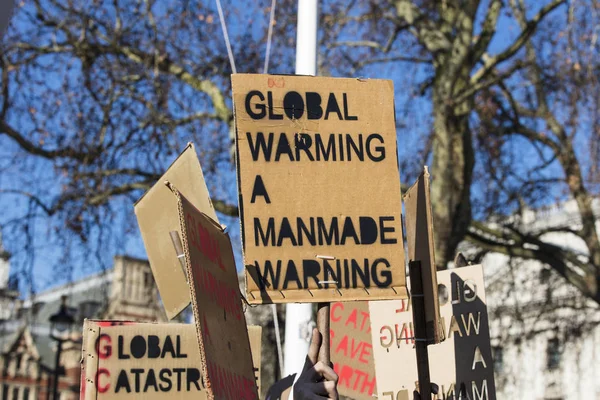 Manifestantes Segurando Banners Mudanças Climáticas Protesto — Fotografia de Stock