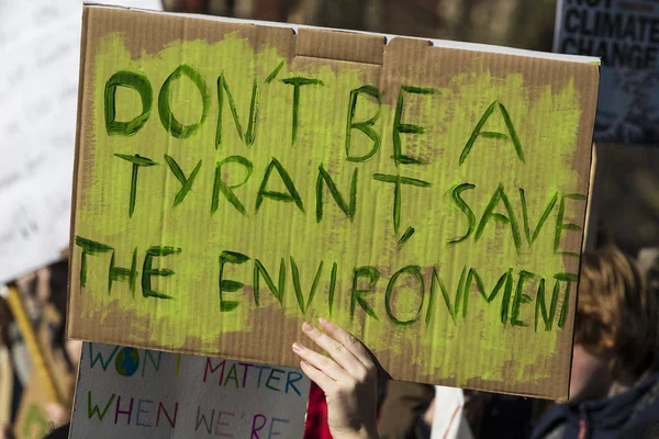 Demonstrantů Nesoucích Transparenty Změny Klimatu Demonstraci — Stock fotografie