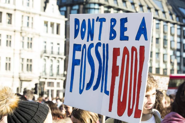 Londra Ngiltere Şubat 2019 Protestocuları Afiş Klim Için Gençlik Grev — Stok fotoğraf