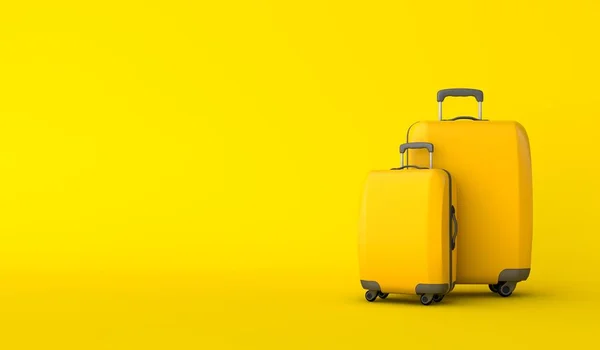 Maleta Viaje Amarilla Sobre Fondo Amarillo Renderizado —  Fotos de Stock