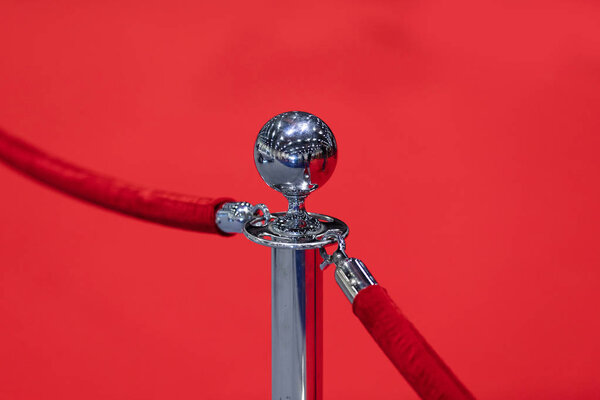 Red carpet barrier rope. VIP private entrance