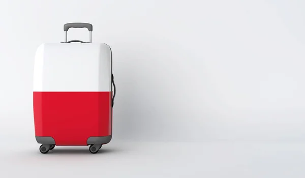 Valise de voyage avec le drapeau de Pologne. Destination de vacances. Expéditeur 3D — Photo