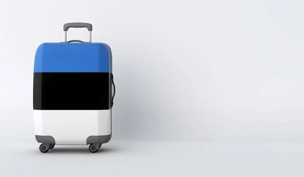 Maleta de viaje con bandera de Estonia. Destino de vacaciones. Renderizado 3D — Foto de Stock