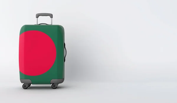 Podróży walizka z flagą Bamgladesh. Miejsce na wakacje. 3D render — Zdjęcie stockowe