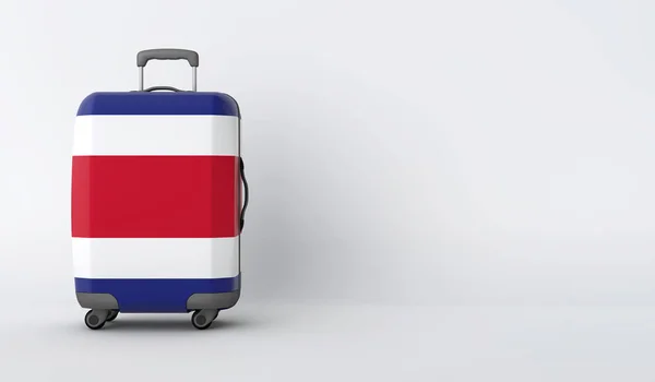 Podróży walizka z banderą Kostaryki. Miejsce na wakacje. 3D render — Zdjęcie stockowe