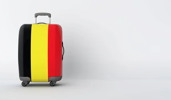 Чемодан с флагом Бельгии. Место отдыха. 3D Render — стоковое фото