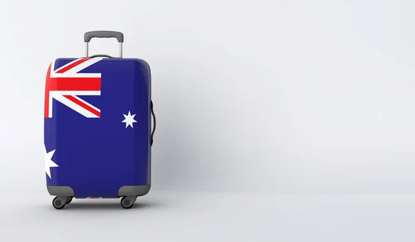 Podróży walizka z flaga Australii. Miejsce na wakacje. 3D render — Zdjęcie stockowe