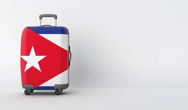 Travel suitcase with the flag of Cuba. Holiday destination. 3D Render — Stock Photo, Image