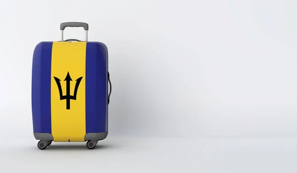 Travel Suitcase Flag Barbados Holiday Destination Render — Stock Photo, Image