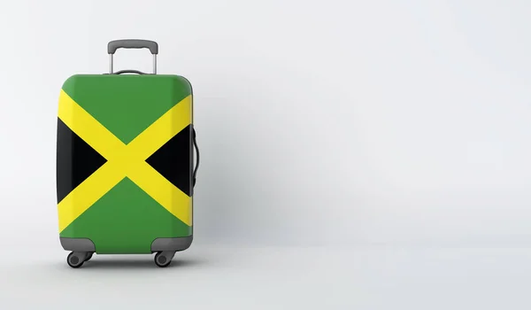 Reisekoffer mit der jamaikanischen Flagge. Urlaubsziel. 3D-Darstellung — Stockfoto